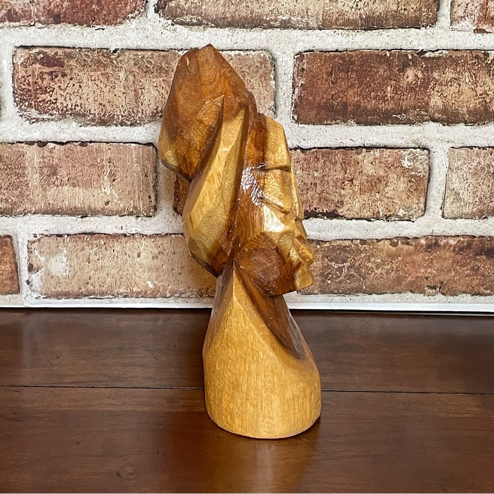 Vintage 80s Nassau Bahamas Bahamian Hand Carved Wooden Sculpture Lady's Head 9" - Picture 5 of 6